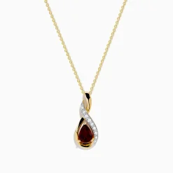 Necklaces & Pendants|Effy Jewelry 14K Yellow Gold Rhodolite and Diamond Pendant