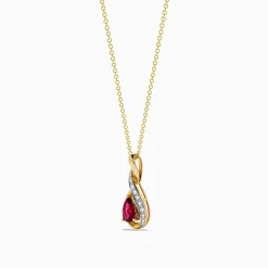 Necklaces & Pendants|Effy Jewelry 14K Yellow Gold Rhodolite and Diamond Pendant
