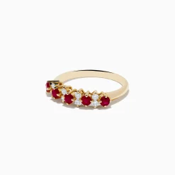 Rings|Effy Jewelry 14K Yellow Gold Ruby and Diamond Band, 0.76 TCW