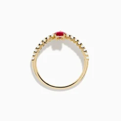 Rings|Effy Jewelry 14K Yellow Gold Ruby Heart and Diamond Contoured Ring