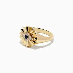 Rings|Effy Jewelry 14K Yellow Gold Sapphire and Diamond Evil Eye Ring