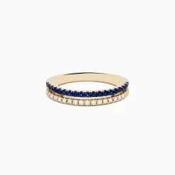 Rings|Effy Jewelry 14K Yellow Gold Sapphire and Diamond Stacked Band Ring