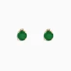 Earrings|Effy Jewelry 14K Yellow Gold Solitaire Round Emerald Stud Earrings, 1.62 TCW