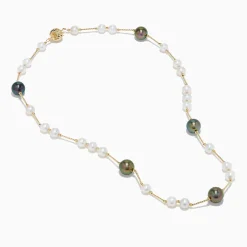Necklaces & Pendants|Effy Jewelry 14K Yellow Gold Tahitian and Freshwater Pearl Necklace