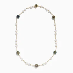 Necklaces & Pendants|Effy Jewelry 14K Yellow Gold Tahitian and Freshwater Pearl Necklace