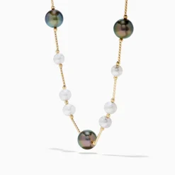 Necklaces & Pendants|Effy Jewelry 14K Yellow Gold Tahitian and Freshwater Pearl Necklace