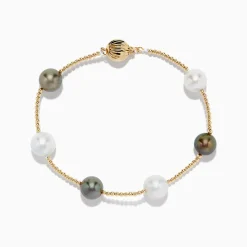 Bracelets|Effy Jewelry 14K Yellow Gold Tahitian and Fresh Water Pearl Station Bracelet 9.0 mm