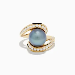 Rings|Effy Jewelry 14K Yellow Gold Tahitian Pearl and Diamond Ring