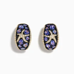 Earrings|Effy Jewelry 14K Yellow Gold Tanzanite u0026 Diamond Starfish Earrings