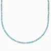 Necklaces & Pendants|Effy Jewelry 14k Yellow Gold Turquoise and Diamond Tennis Necklace