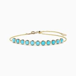 Bracelets|Effy Jewelry 14K Yellow Gold Turquoise Bolo Bracelet 3.30 TCW