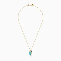 Necklaces & Pendants|Effy Jewelry 14K Yellow Gold Turquoise, Sapphire, Tsavorite and Diamond Seahorse Pendant