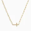 Necklaces & Pendants|Richline Group 14K Yellow Gold West-East Cross Paperclip Chain Necklace 17"