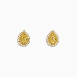 Earrings|Effy Jewelry 14K Yellow Gold White and Yellow Diamond Pear Stud Earrings
