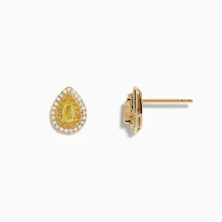 Earrings|Effy Jewelry 14K Yellow Gold White and Yellow Diamond Pear Stud Earrings