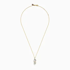 Necklaces & Pendants|Effy Jewelry 14K Yellow Gold White Topaz and Diamond Pendant