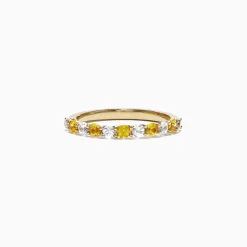 Rings|Effy Jewelry 14K Yellow Gold Yellow and White Sapphire Band Ring, 0.94 TCW