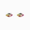 Earrings|Effy Jewelry 14K Yellow GoldMulti Color Sapphire and Diamond Evil Eye Earrings