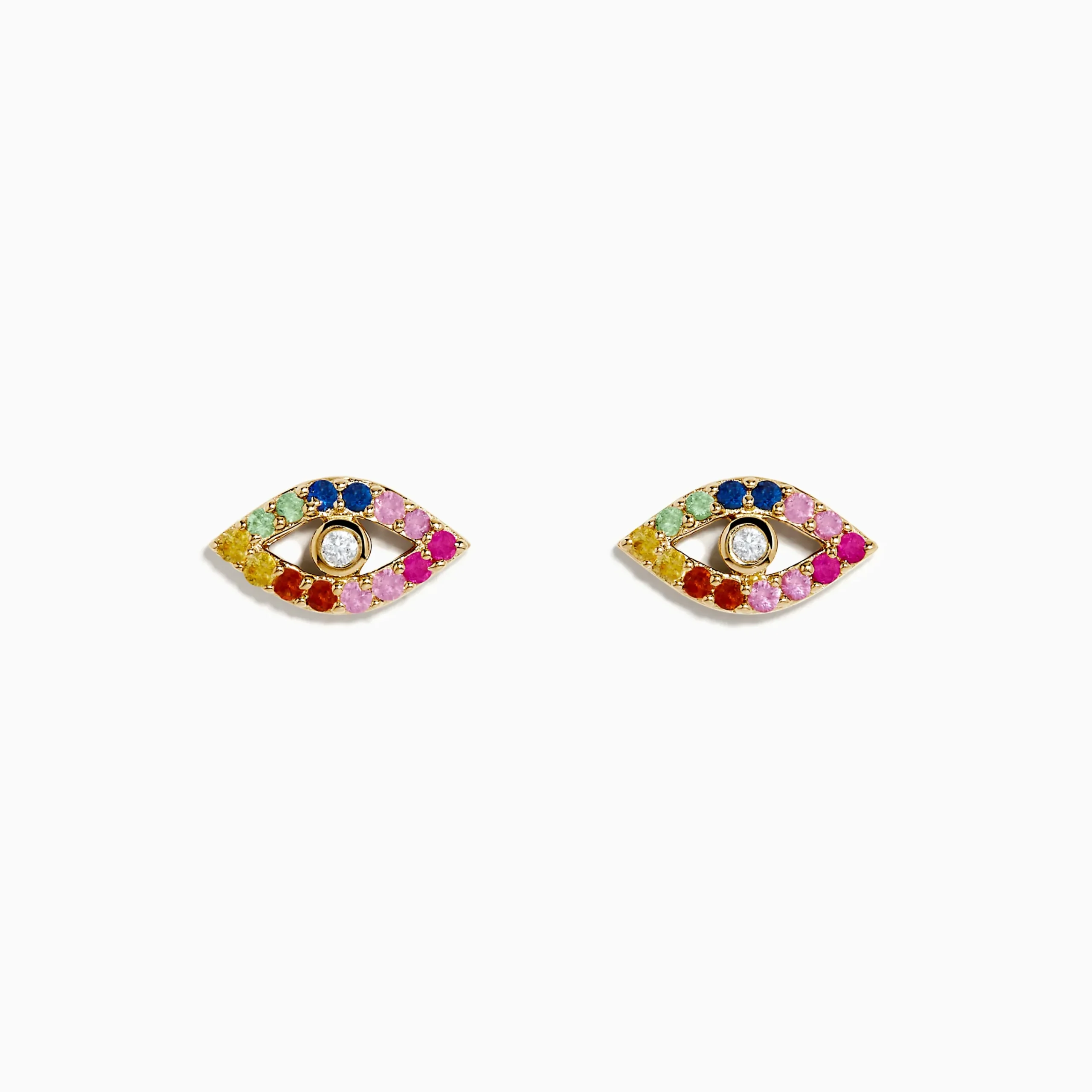 Earrings|Effy Jewelry 14K Yellow GoldMulti Color Sapphire and Diamond Evil Eye Earrings