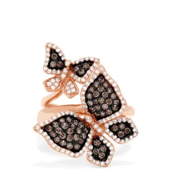 Rings|Effy Jewelry Limited Edition Brown and White Diamond Butterfly 2 or 1 Finger Ring, 1.18 TCW
