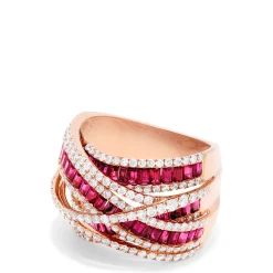Rings|Effy Jewelry Limited Edition 14K Rose Gold Ruby and Diamond Ring, 4.03 TCW