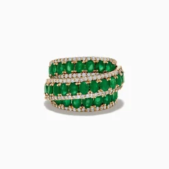 Rings|Effy Jewelry Limited Edition 14K Yellow Gold Emerald and Diamond Cocktail Ring 7.14 TCW