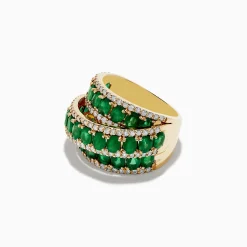 Rings|Effy Jewelry Limited Edition 14K Yellow Gold Emerald and Diamond Cocktail Ring 7.14 TCW