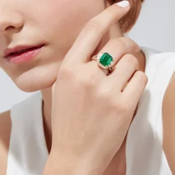Rings|Effy Jewelry Limited Edition 18K Yellow Gold Emerald and Diamond Ring