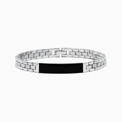 Mens|Effy Jewelry Men's 925 Chain Link Sterling Silver Onyx Bracelet 6.80 TCW