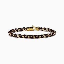 Mens|Effy Jewelry Men's 925 Gold Plated Silver Leather Woven Bracelet