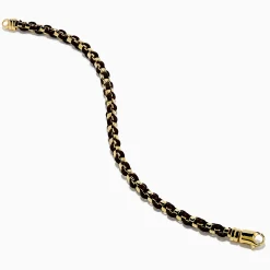 Mens|Effy Jewelry Men's 925 Gold Plated Silver Leather Woven Bracelet
