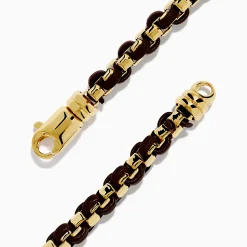 Mens|Effy Jewelry Men's 925 Gold Plated Silver Leather Woven Bracelet