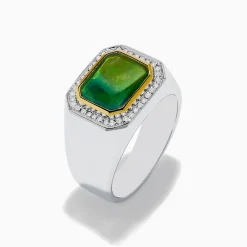 Mens|Effy Jewelry Men's 925 Sterling Silver Ammolite and Diamond Ring