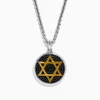 Mens|Effy Jewelry Men's 925 Sterling Silver and Gold Plated Black Spinel Star of David Pendant