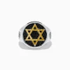 Mens|Effy Jewelry Men's 925 Sterling Silver and Gold Plated Black Spinel Star of David Ring