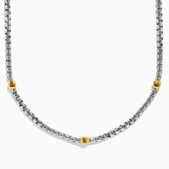Mens|Effy Jewelry Men's 925 Sterling Silver and Yellow Gold Plated Necklace