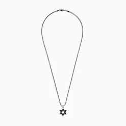 Mens|BH Multi Men's 925 Sterling Silver Black Sapphire Star of David Pendant