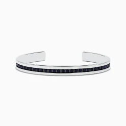 Mens|Effy Jewelry Men's 925 Sterling Silver Black Sapphire Cuff Bangle 4.09 TCW