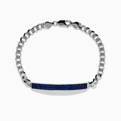 Mens|Effy Jewelry Men's 925 Sterling Silver Chain Link Blue Sapphire Bracelet