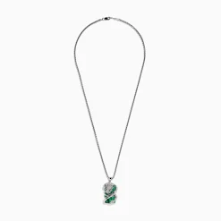 Mens|Effy Jewelry Men's 925 Sterling Silver Malachite and Diamond Dragon Pendant