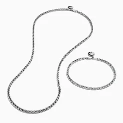 Mens|Effy Jewelry Men's 925 Sterling Silver Minimalist Necklace and Bracelet Set