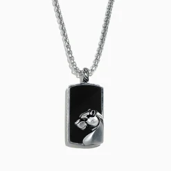 Mens|Effy Jewelry Men's 925 Sterling Silver Onyx Dog Tag Pendant, 28.40 TCW