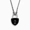 Mens|Effy Jewelry Men's 925 Sterling Silver Onyx Lock Pendant