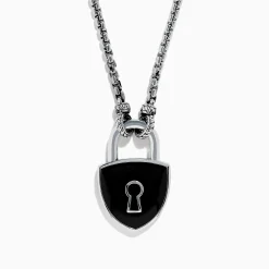 Mens|Effy Jewelry Men's 925 Sterling Silver Onyx Lock Pendant