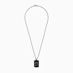 Mens|BH Multi Men's 925 Sterling Silver Onyx Dragon Dog Tag Pendant, 21.50 TCW