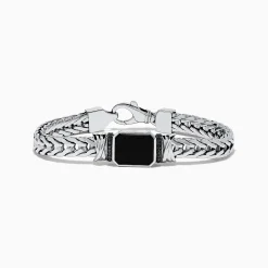 Mens|Effy Jewelry Men's 925 Sterling Silver Onyx and Black Diamond Bracelet