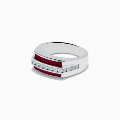 Mens|Effy Jewelry Men's 925 Sterling Silver Ruby and White Sapphire Ring