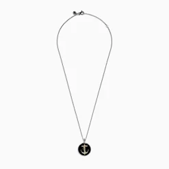 Mens|Effy Jewelry Men's 925 Sterling Silver White Topaz and Onyx Anchor Pendant