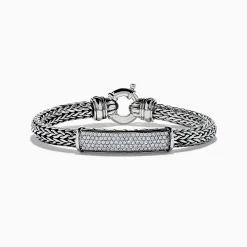 Mens|Effy Jewelry Men's 925 Sterling Silver White Sapphire Braided Chain Bracelet