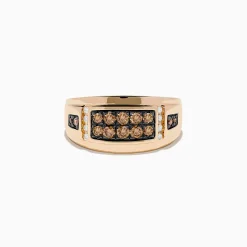 Mens|Effy Jewelry Men's 14K Rose Gold Espresso and White Diamond Ring